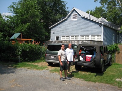 Tom and Marc loading the Jeep.