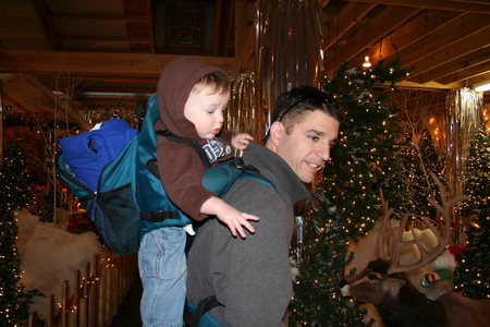 gabe checks out the Christmas display